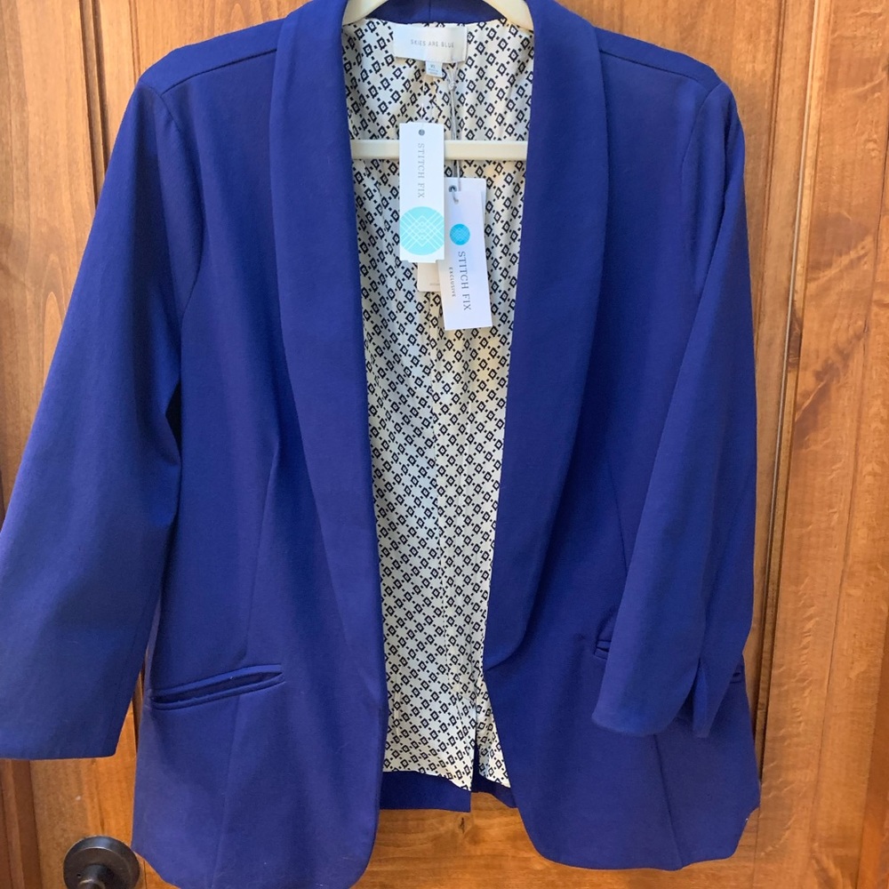 BLUE Skies Are Blue Hannah knit blazer, NWT XL